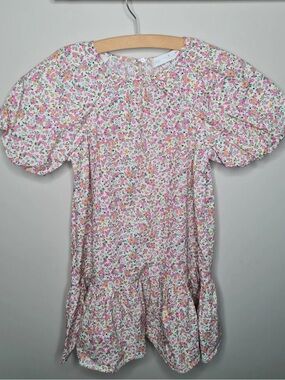 Zara Pink Floral Puff-Sleeve Dress